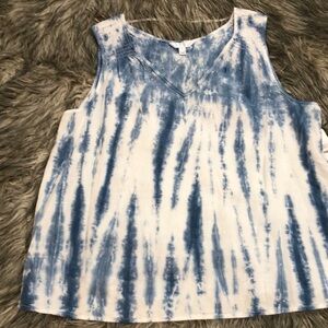 Blue and White Tie-Dye Women's Top